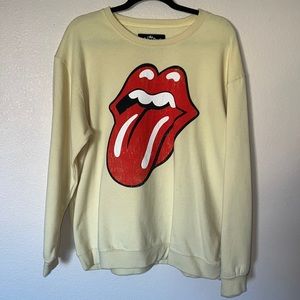 THE ROLLING STONES yellow Crewneck sweatshirt